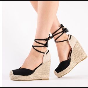 Black and Cream Espadrilles